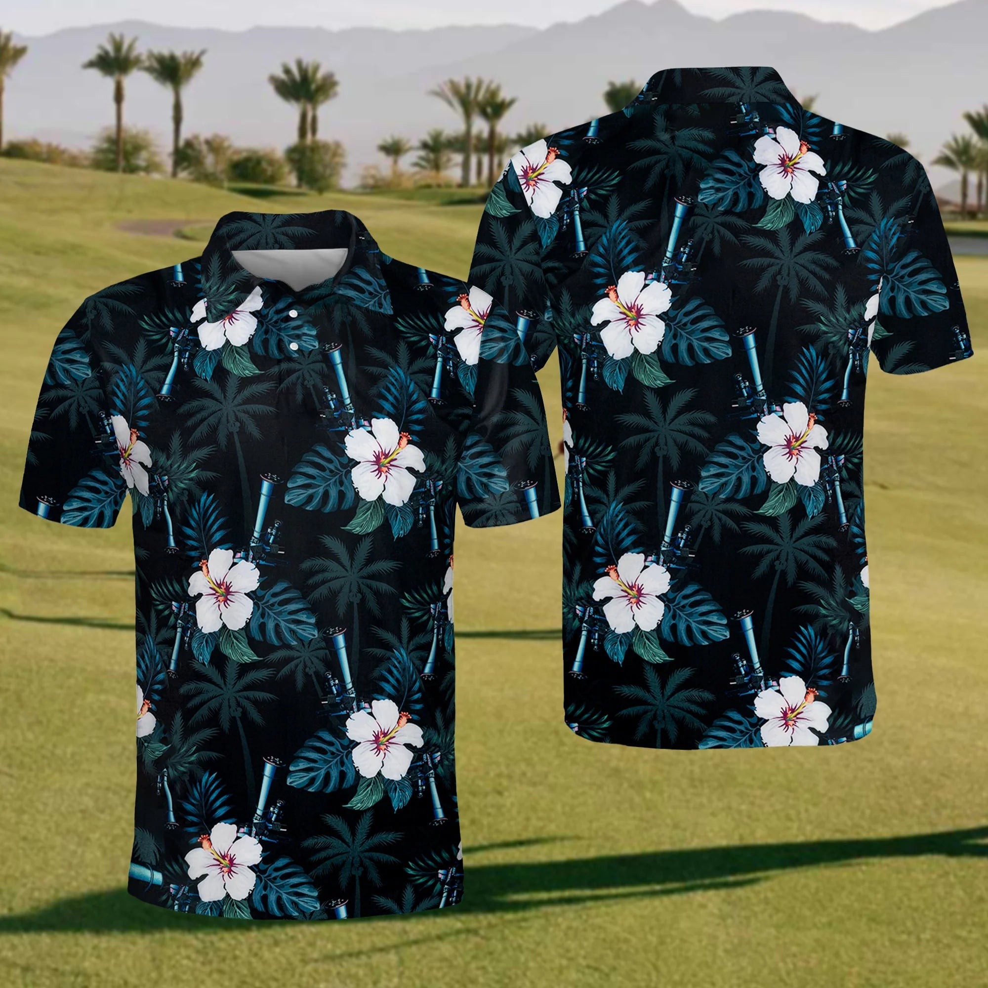 Hawaiian Pikake Men's Golf Polo Shirt, Christmas Golf Gift
