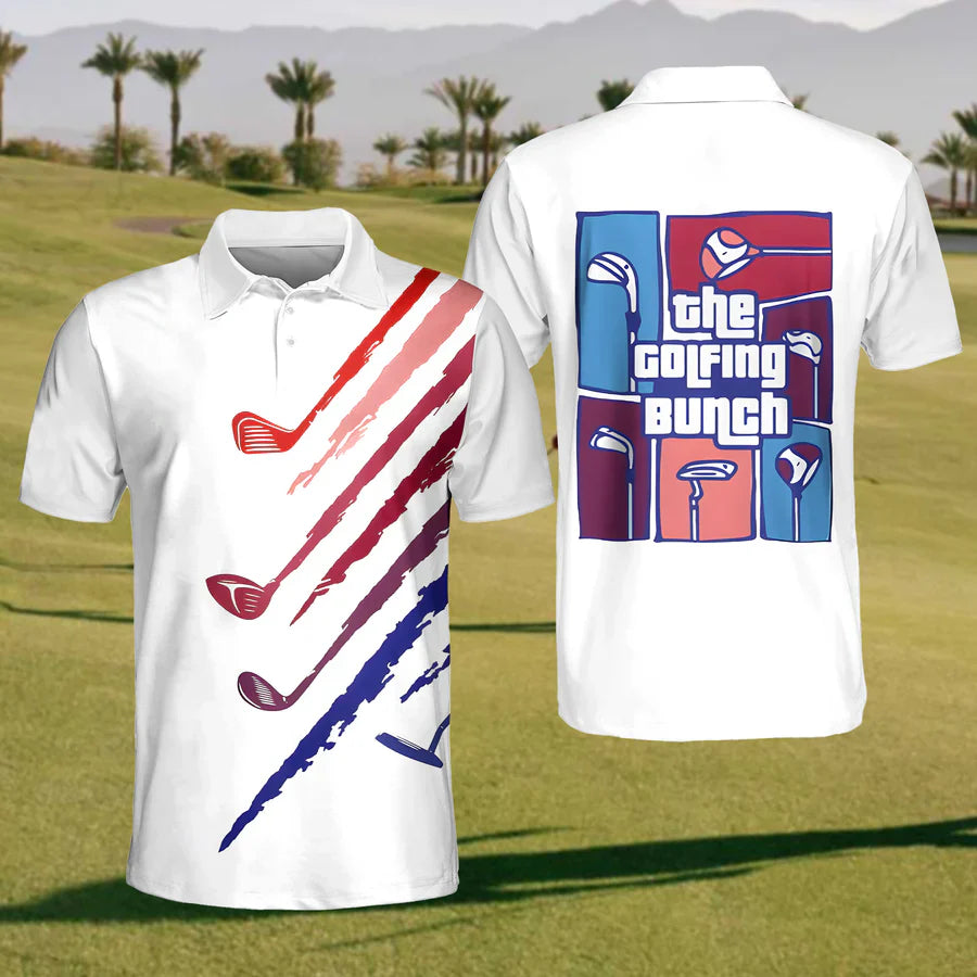 The Golfing Bunch Mens Golf Polo Shirt, Mens Golf Gift, Mens Golf Shirt