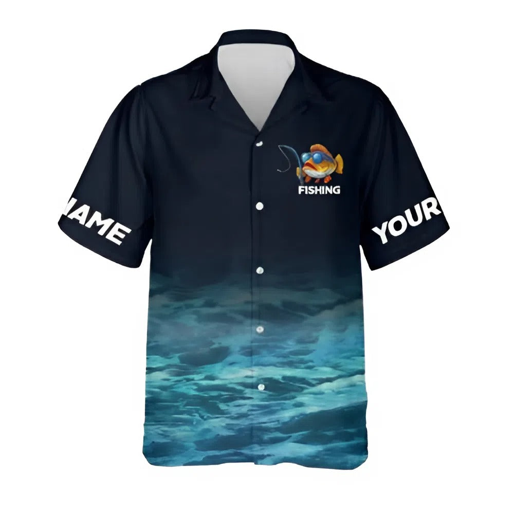 Personalized Men's Hawaiian Fishing Shirt - Funny Fish Design, Custom Name