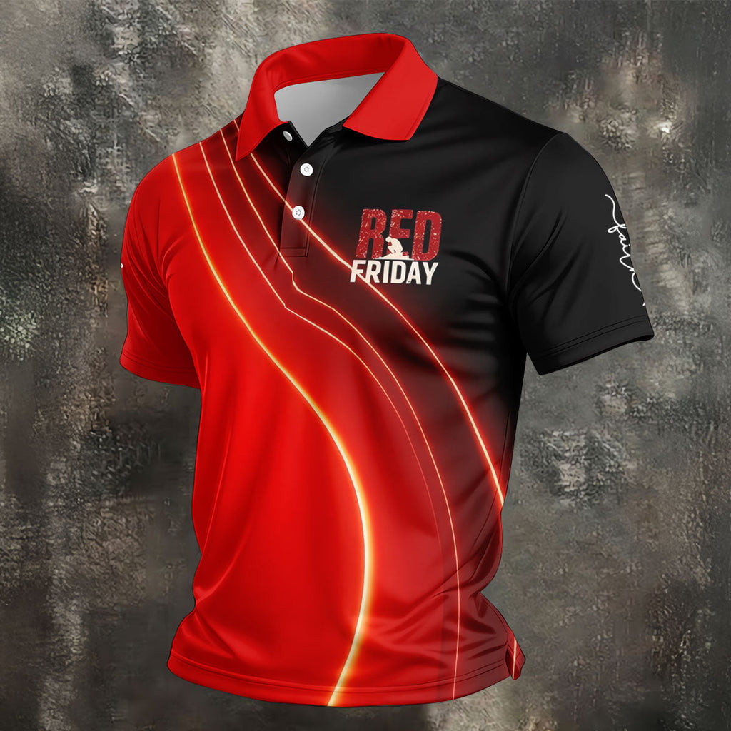 Red Friday Red Black Gradient Faith 4th Of July Golf Shirt, 250 Years Polo Shirts For Men