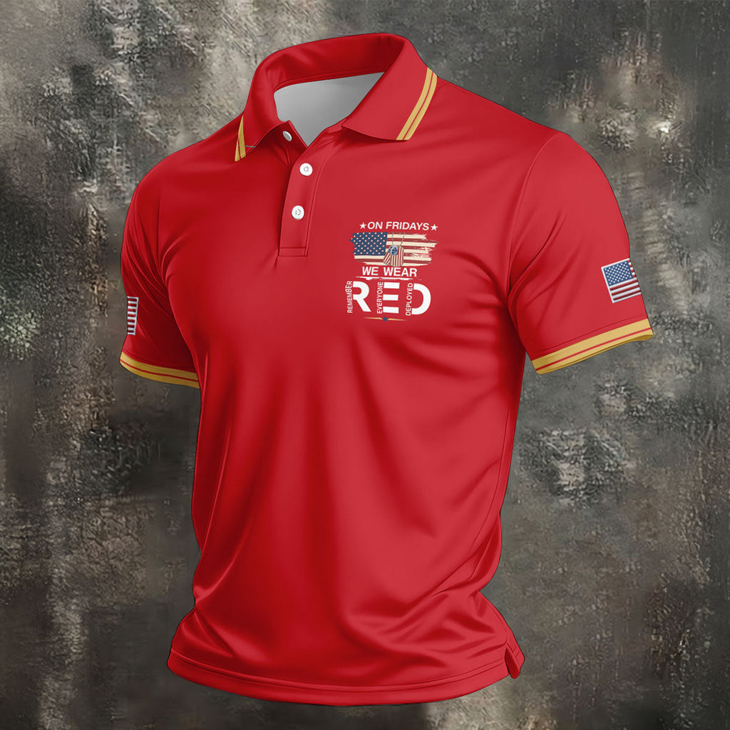 On Friday We Wear Red 250 Years Golf Tops For Men, Patriotic Father's Day Golf Shirt