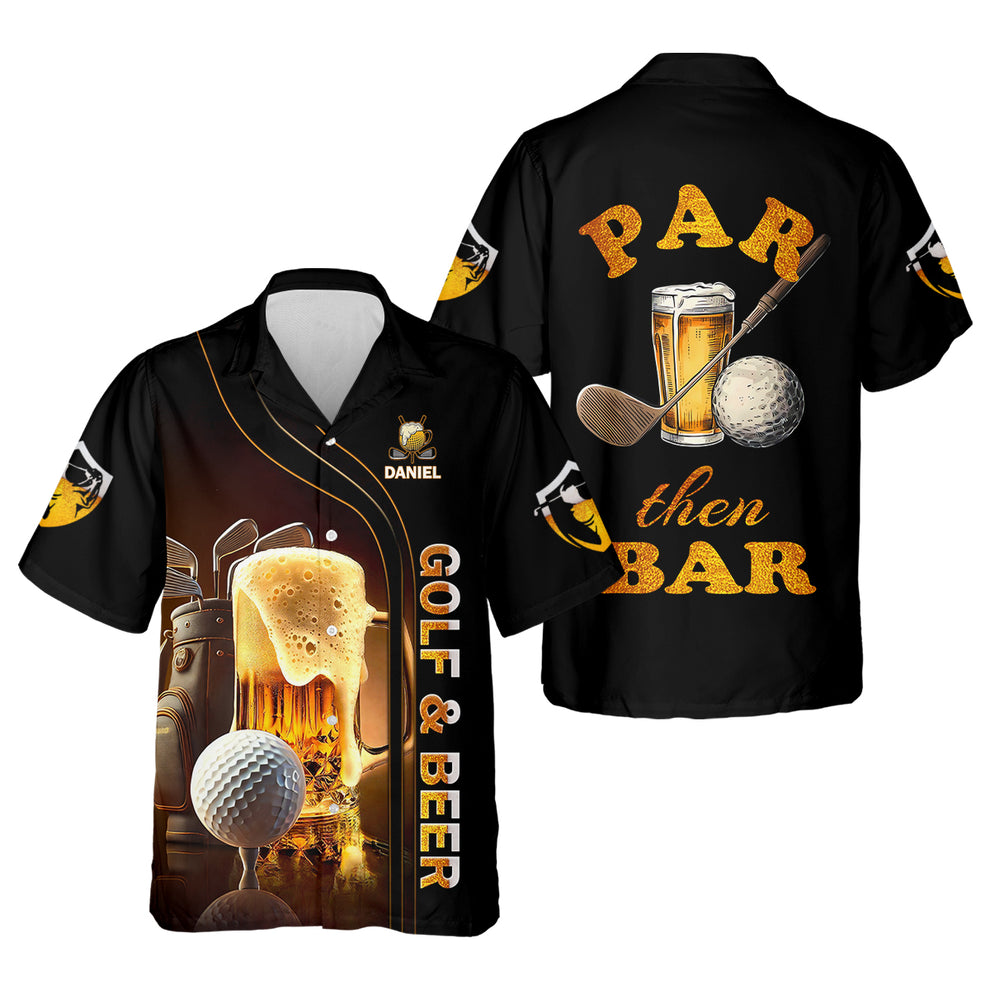 Personalized Par Then Bar Golf Shirt, Custom Name Golf and Beer Performance Tee