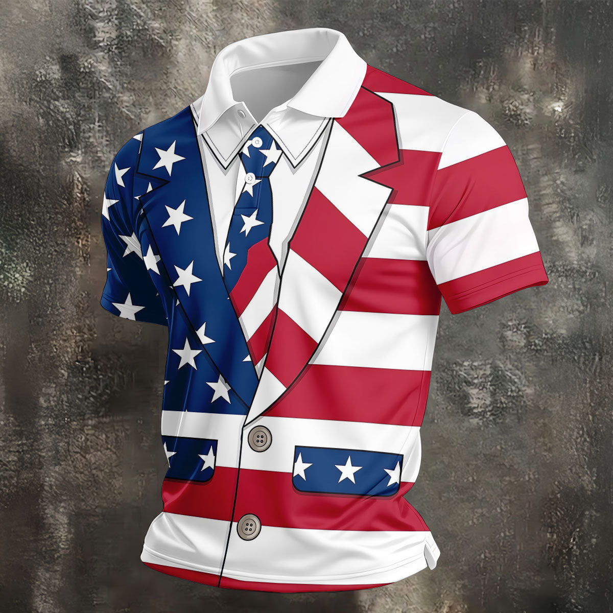 US Flag Tuxedo Costume Patriotic 4th Of July Golf Shirt, 250 Years Polo Shirts For Men