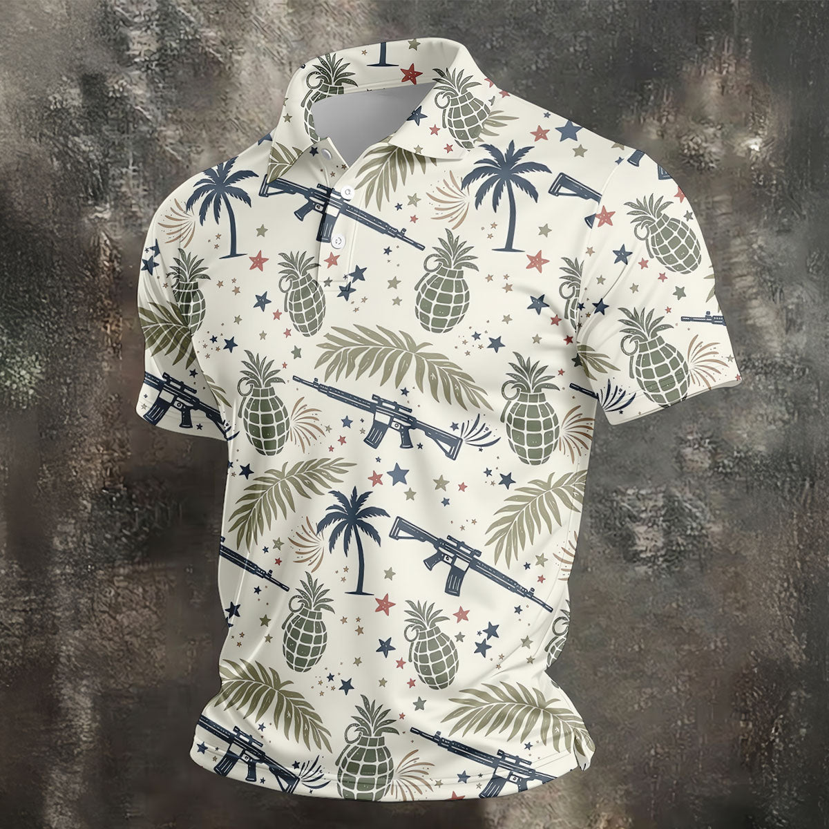 Pineapple Grenade 250 Years Tropical Theme Retro Golf Shirt, Patriotic 4th Of July Polo Shirts For Men