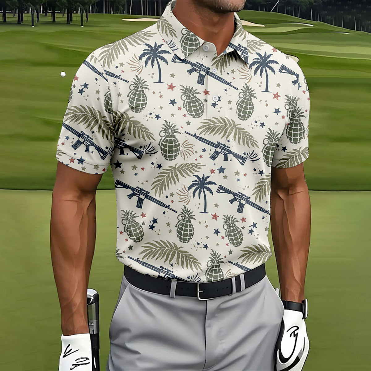 Pineapple Grenade 250 Years Tropical Theme Retro Golf Shirt, Patriotic 4th Of July Polo Shirts For Men