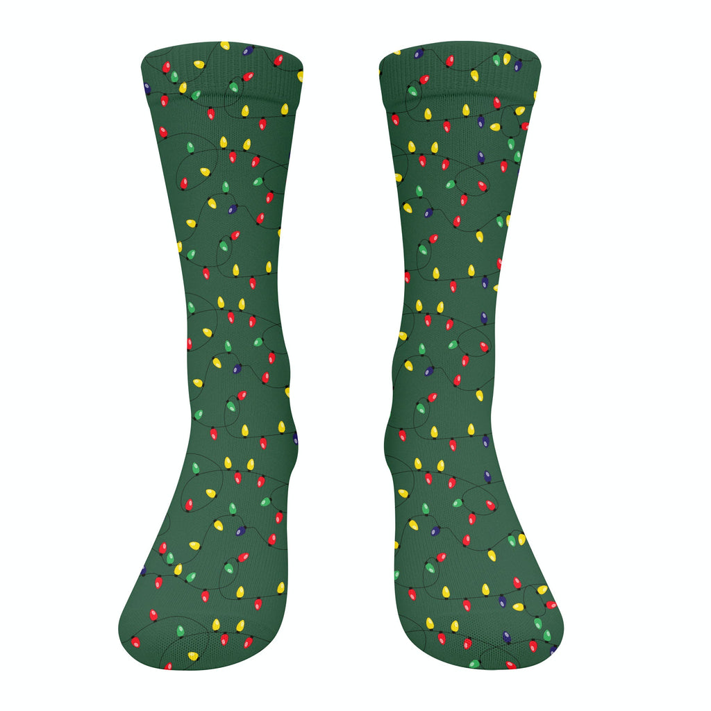 Christmas Colorful Lights Green Golf Socks, Fun Golf Socks, Christmas Golf Socks, Christmas Golf Gift