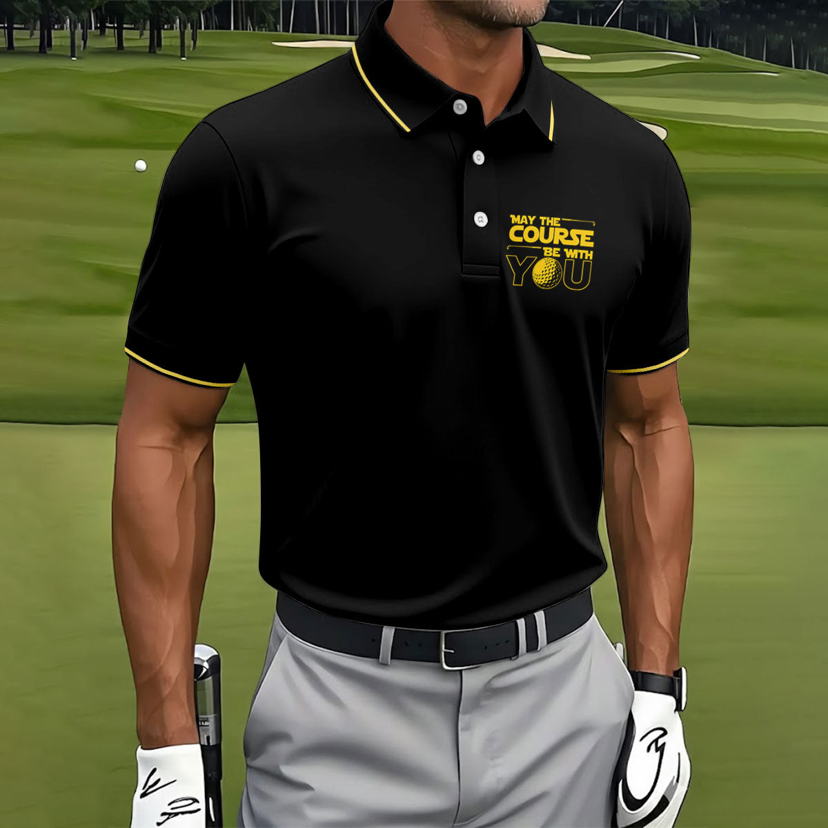 May The Course Be With You Movie Inspired Funny Golf Shirts, Father's Day Golf Shirt, Golf Gift For Dad