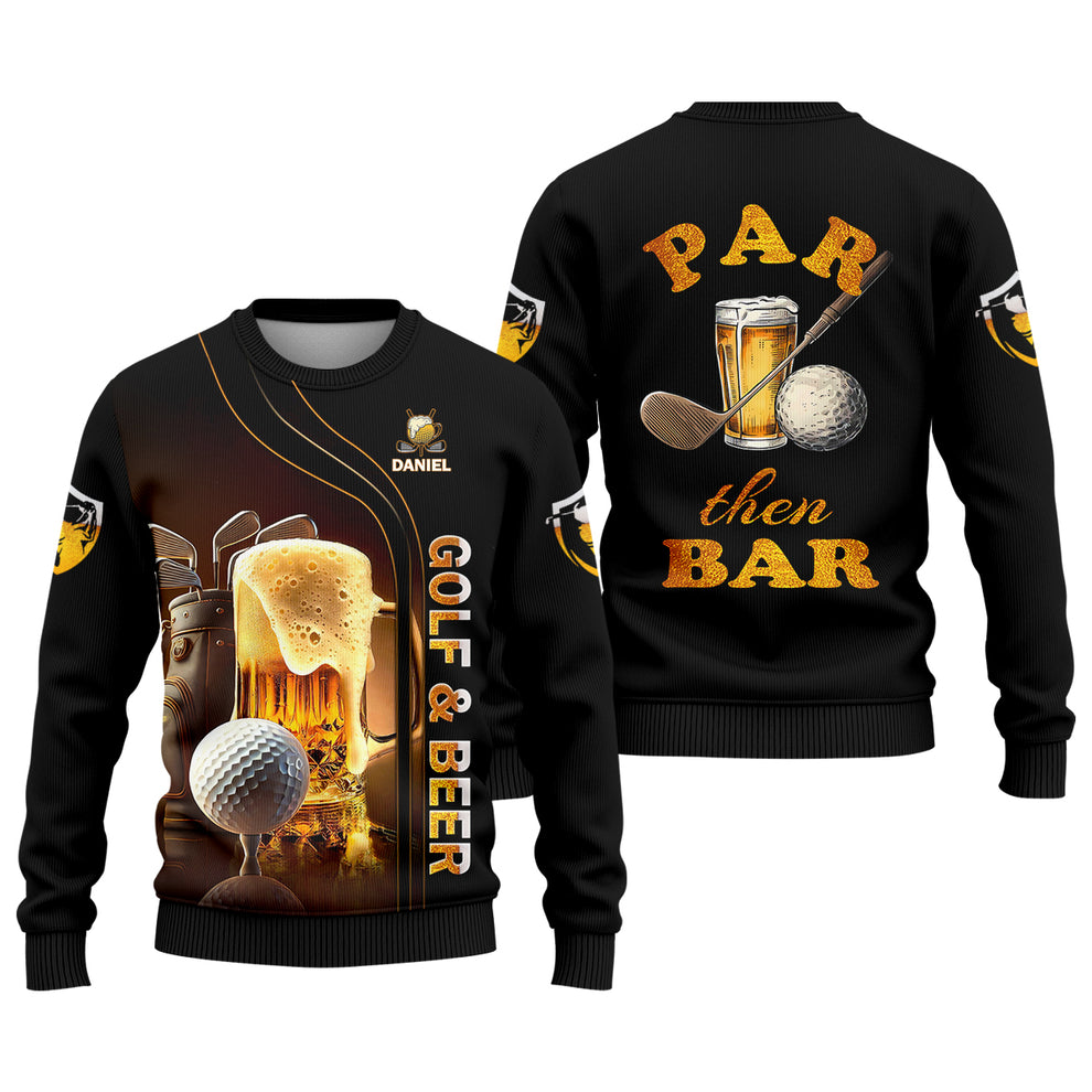 Personalized Par Then Bar Golf Shirt, Custom Name Golf and Beer Performance Tee