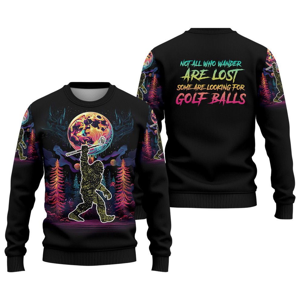 Bigfoot Golf Shirt, Not All Who Wander Are Lost, Funny Men's Performance Golf Shirt, Golf Gifts For Dad