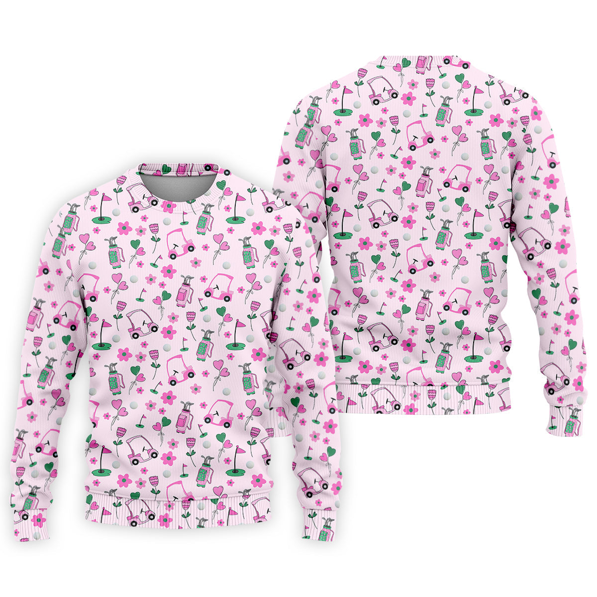 Seamless Pink Green Funny Womens Golf Polo Shirt, Ladies Golf Shirt, Mothers Day Gifts