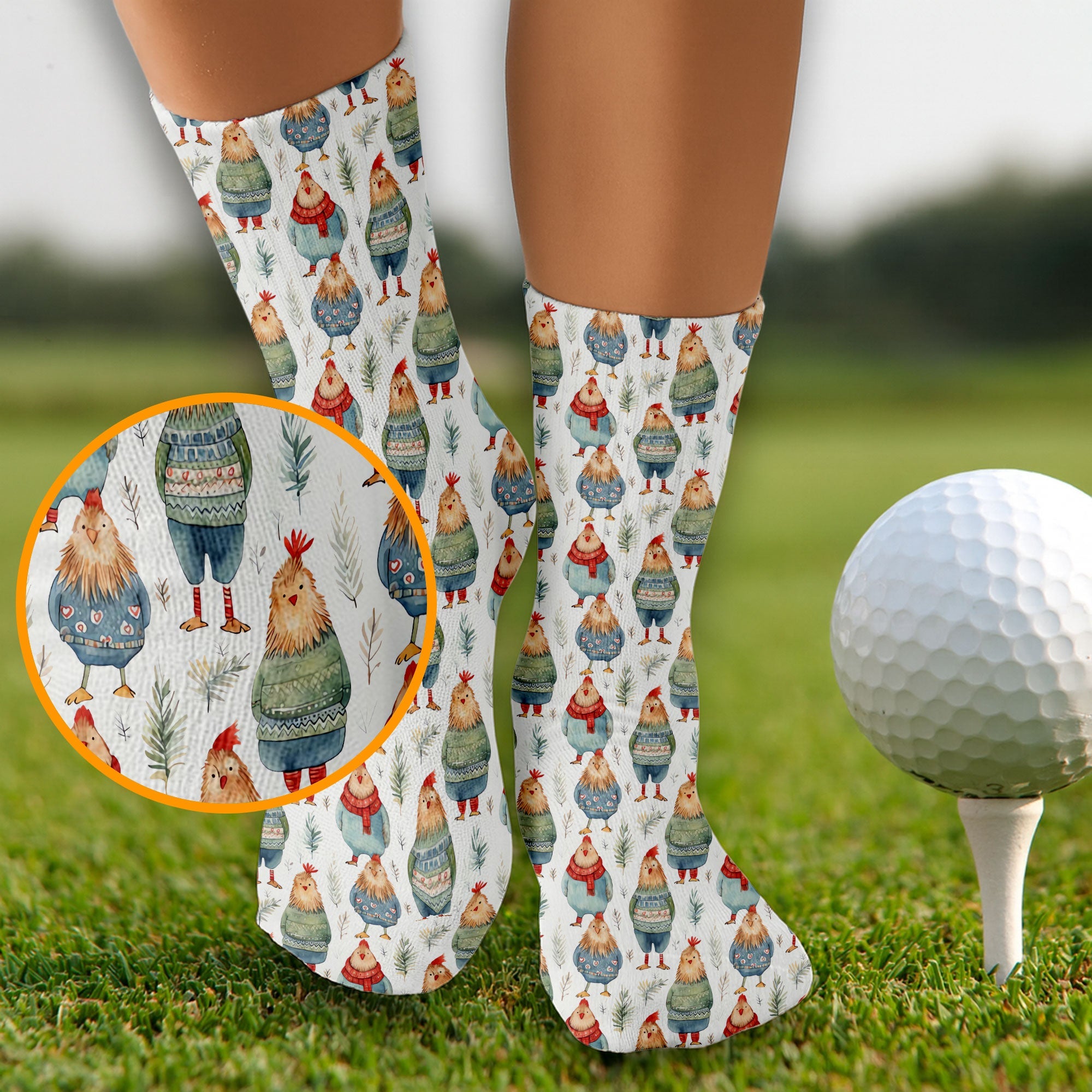 Chicken Cozy Funny Golf Socks, Golf Gift Ideas, Golfing Accessories, Christmas Golf Gift