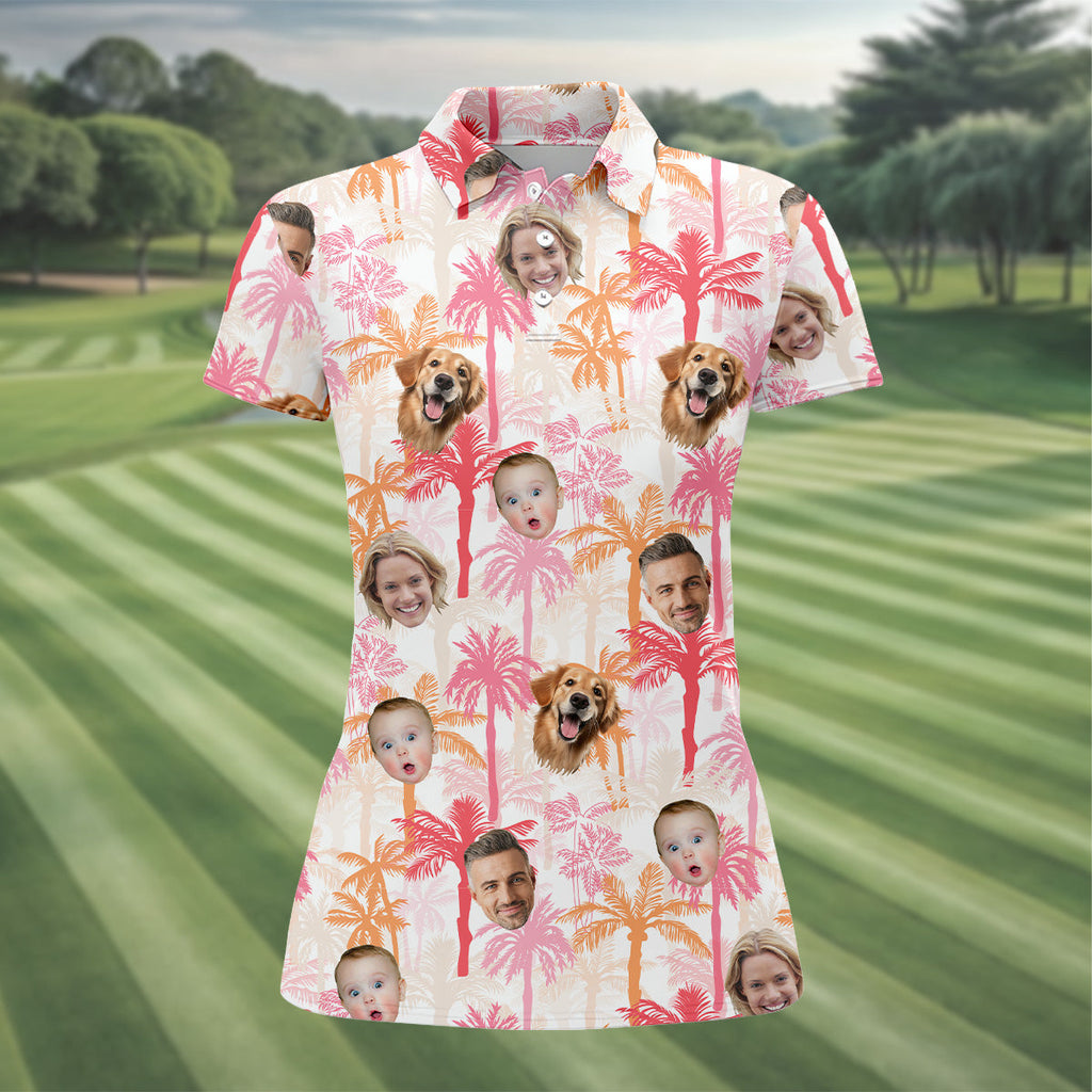 Seamless Pattern, Ladies Palm Tree Shirt, Pink Golf Shirt, Hawaiian Shirts With Faces, Ladies Golf Shirts
