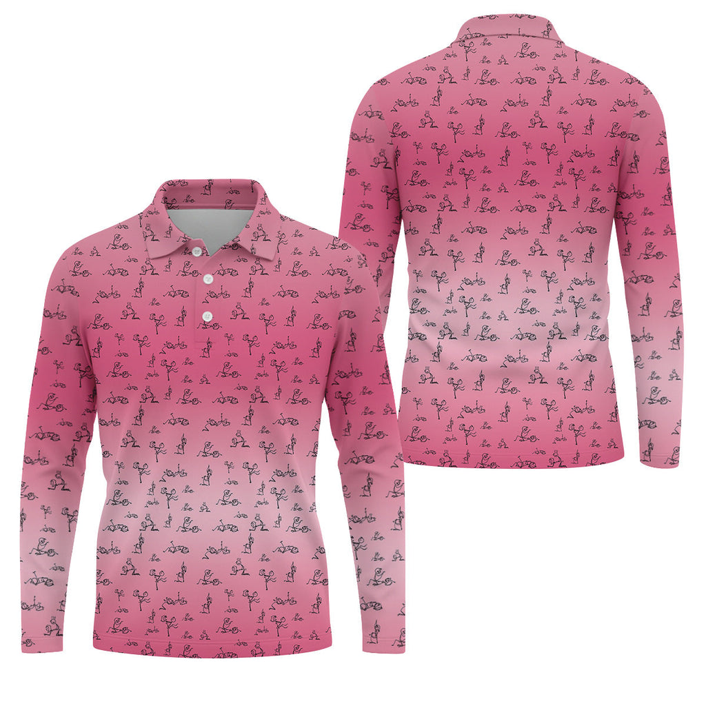 Funny Stickman Men's Pink Golf Polo, Unique Gift For Golfer, Golf Accessories For Men