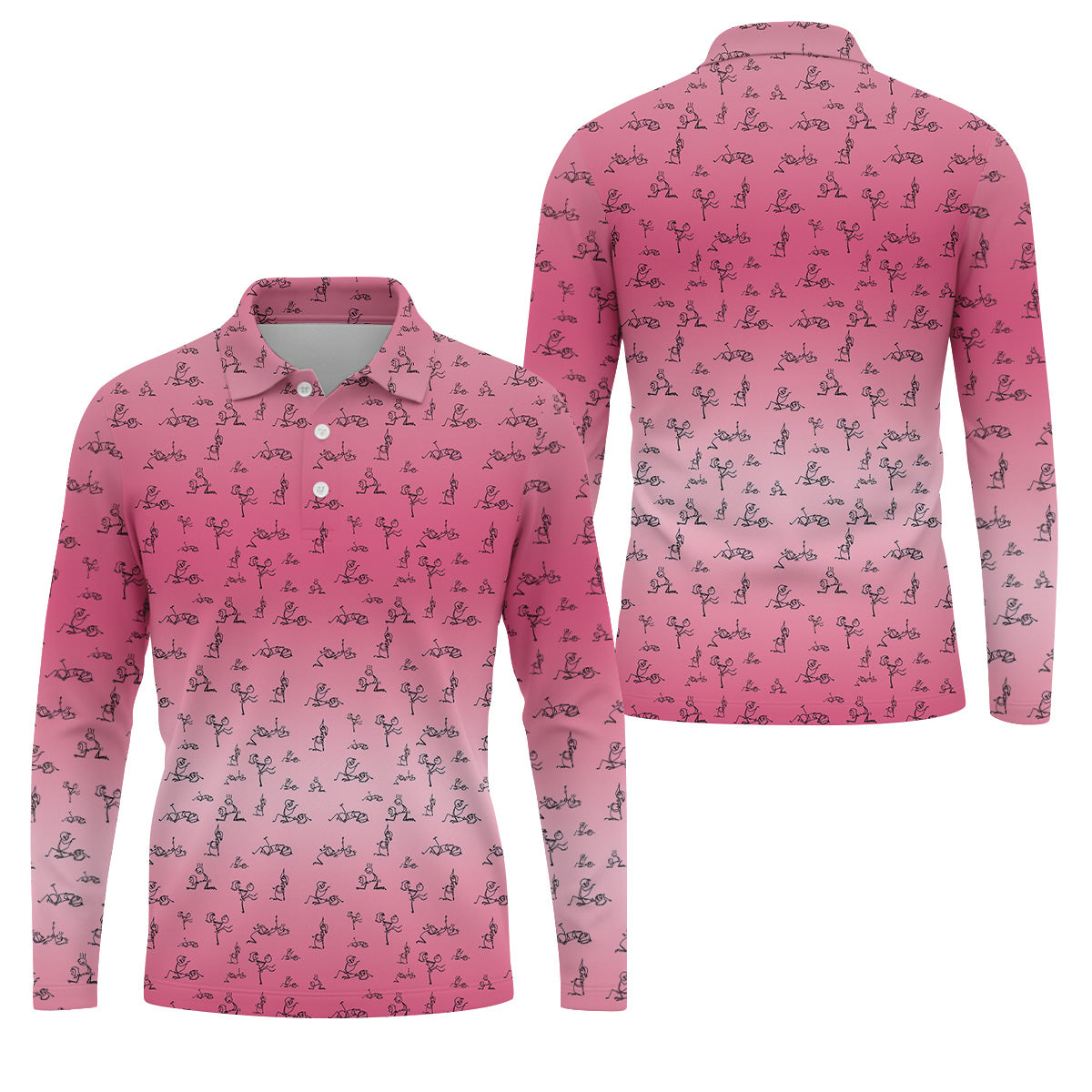Funny Stickman Men's Pink Golf Polo, Unique Gift For Golfer, Golf Accessories For Men
