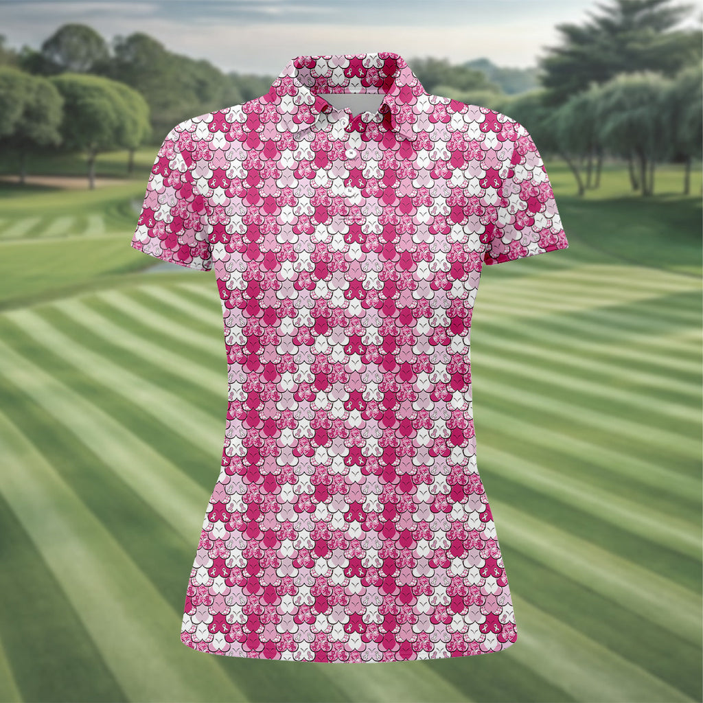Breast Cancer Golf Shirt, Ladies Long Sleeve Golf Shirts, Ladies Golf Polos, Breast Cancer Awareness Shirt