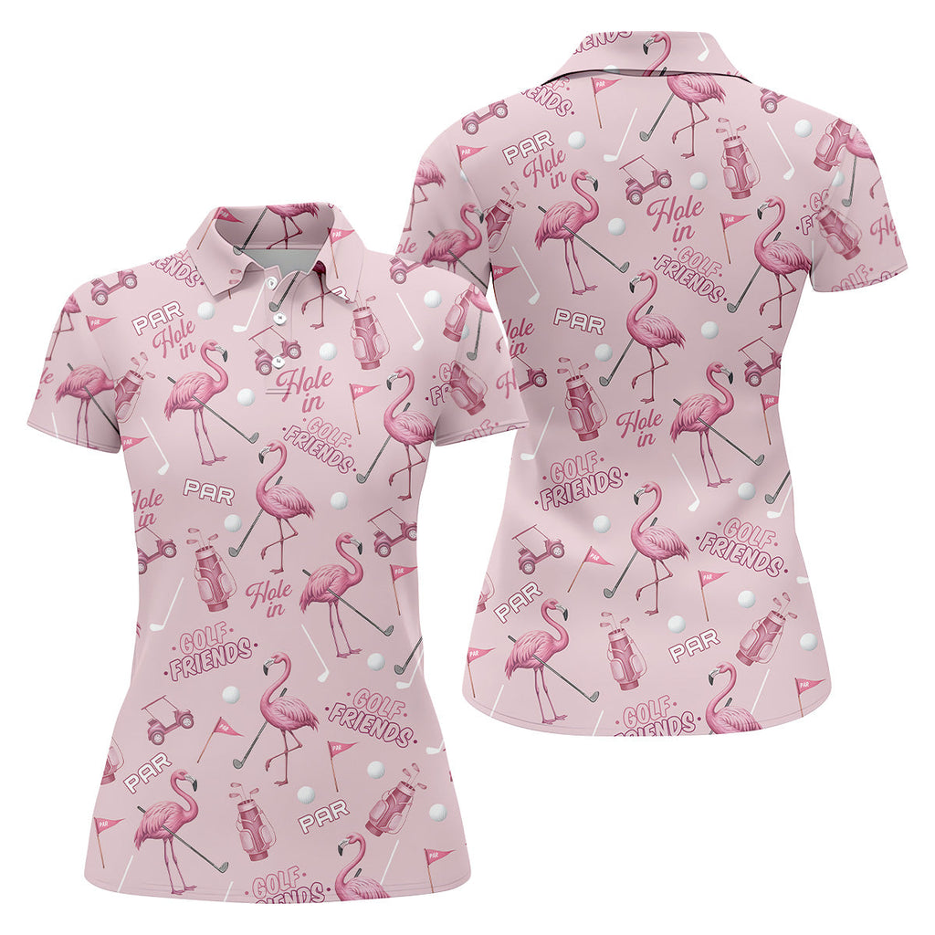 Pink Flamingo Customized Golf Polos, Ladies Sleeveless Tops, Ladies Golf Shirts, Golfing Apparel
