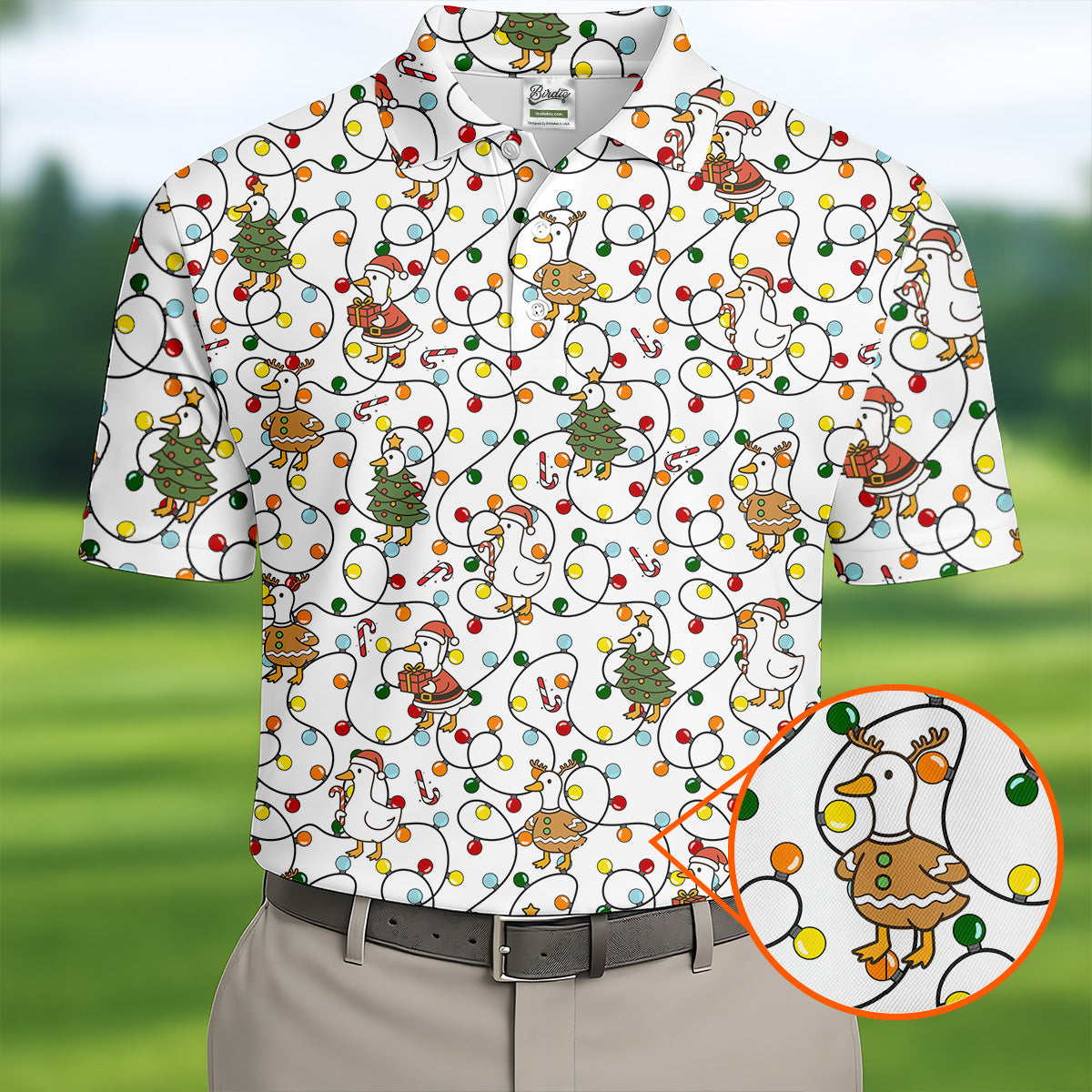 Funny Duck Merry Xmas White Golf Shirts, Gifts For Golf Lovers, Polo Shirts For Men, Golfing Apparel