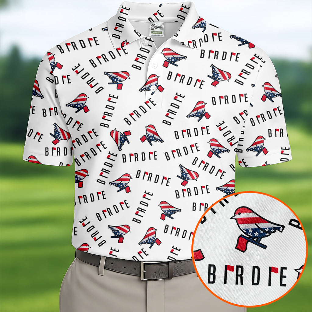 American Flag Pattern Patriotic 4th Of July Golf Tops For Men, 250th Anniversary Golf Shirts For Men