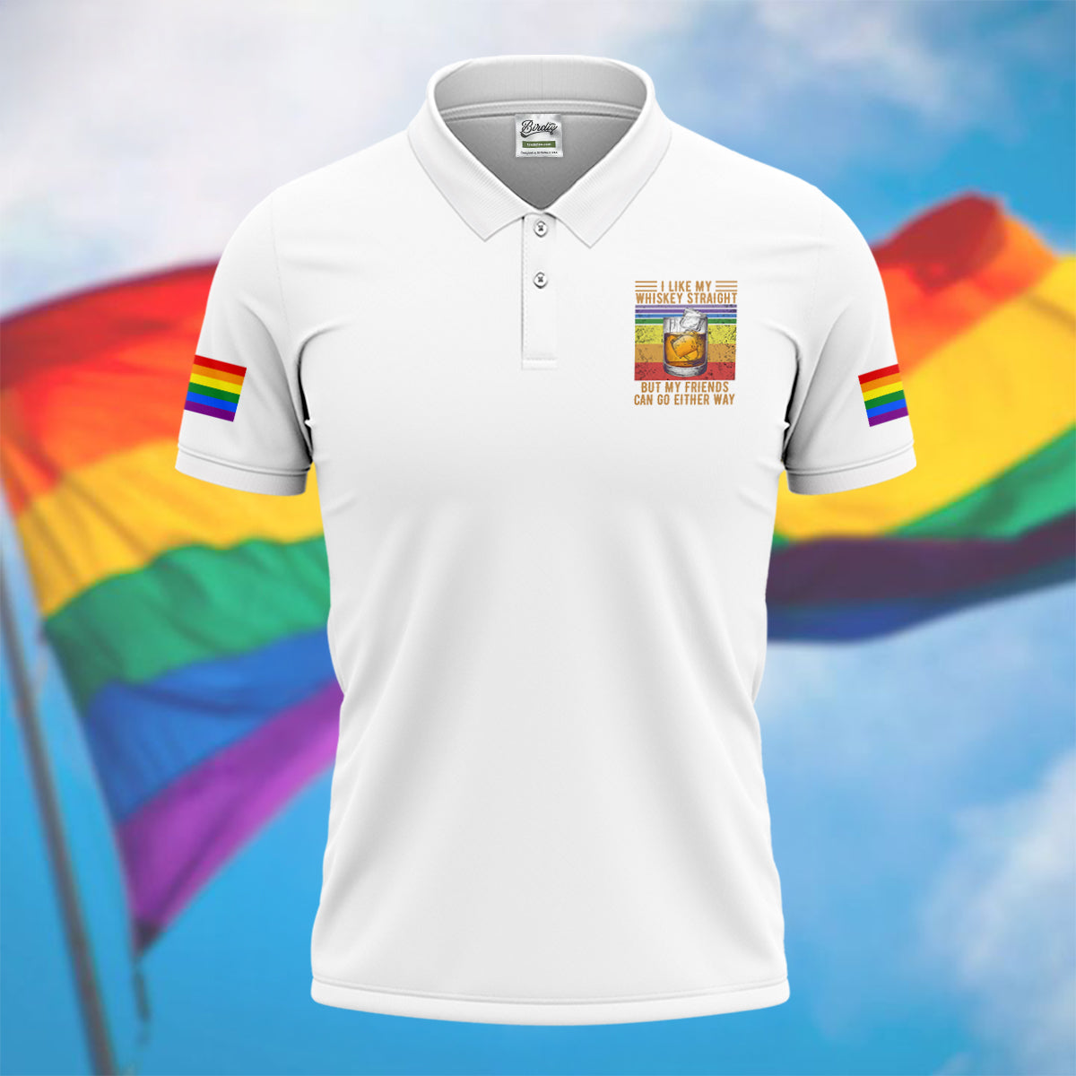 I Like My Whiskey Straight LGBT Pride Month Men's Funny Golf Shirts, LGBT Support Pride Shirt