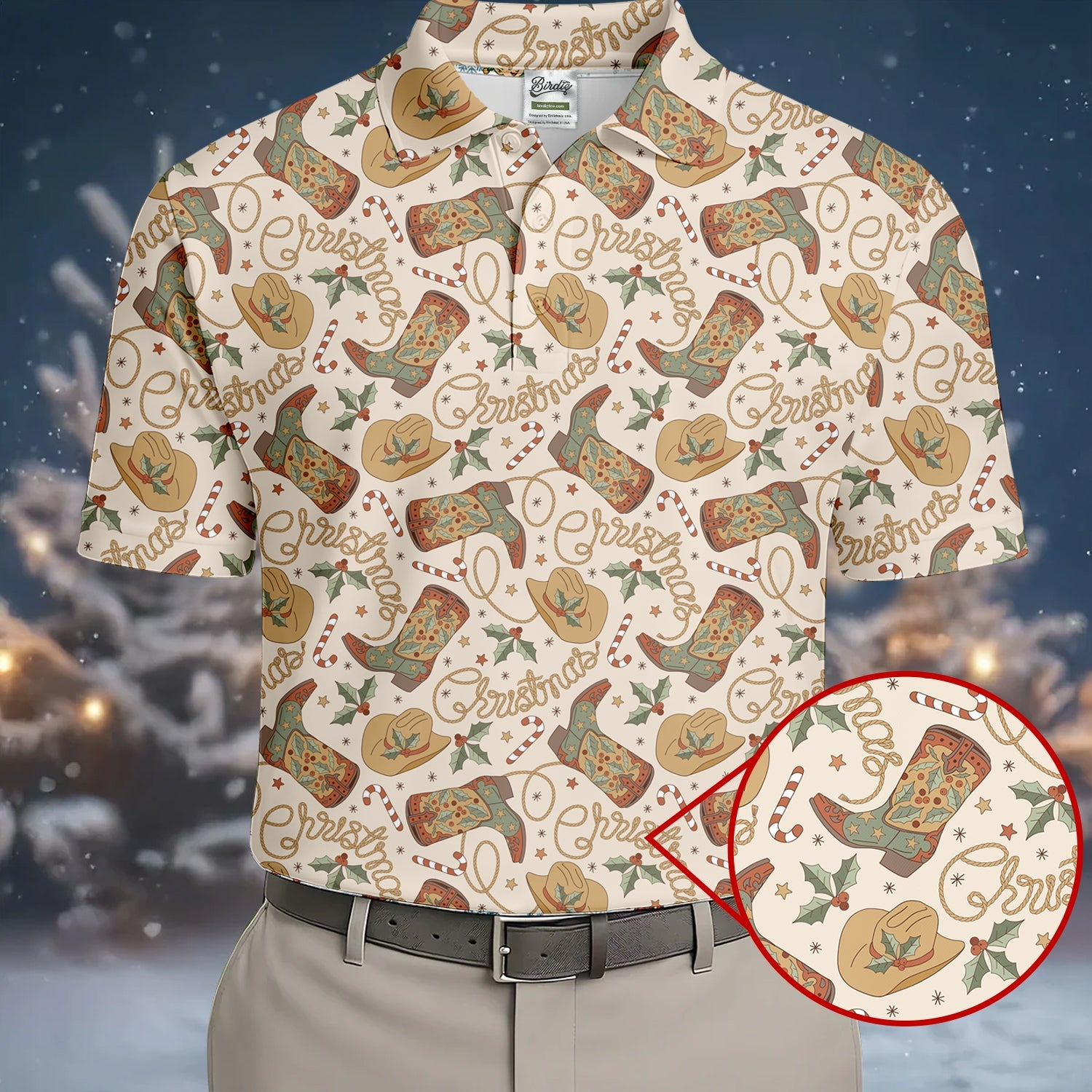 Western Christmas Golf Tops For Men, Christmas Golf Shirt, Polo Shirts For Men, Golf Gift For Men