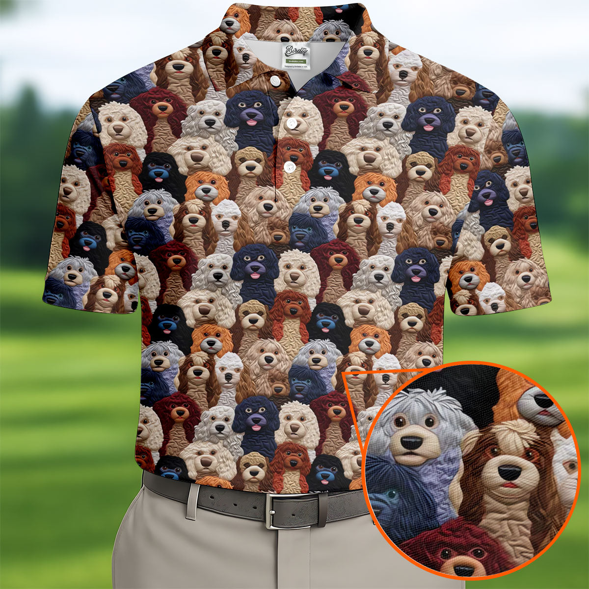 Cartoon Poodle Dog Men's Golf Polo Shirts, Gifts For Dog Lovers, Polo Shirts For Men