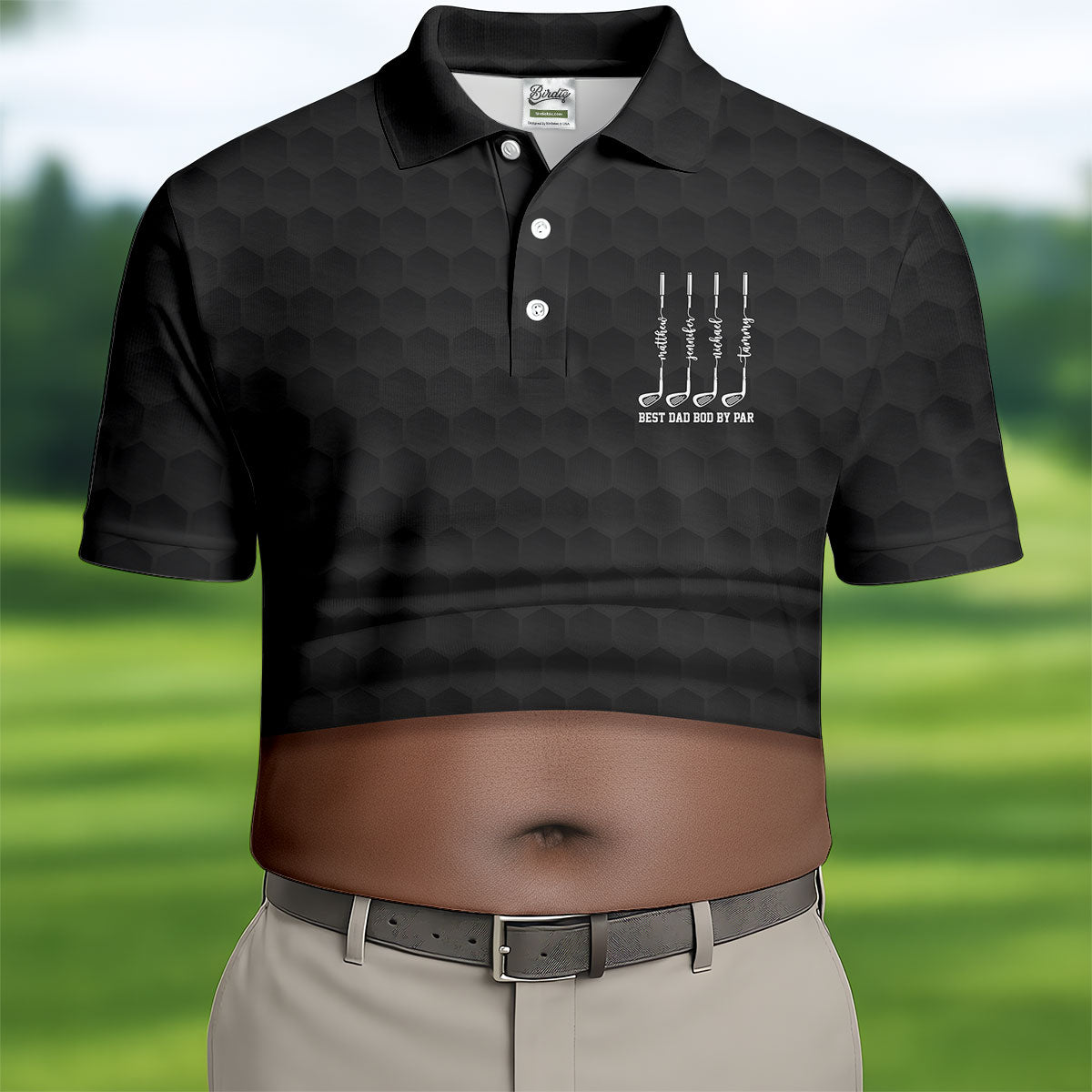 Best Dad Bod By Par Black Men's Funny Golf Polo Shirts, Father's Day Golf Shirt, Golf Gift For Dad