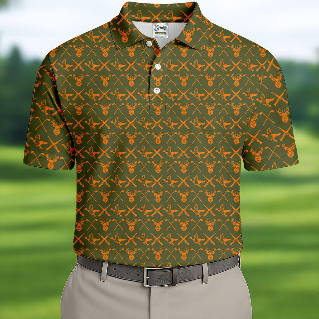 Duck And Deer Hunting Themed Golf Tops For Men, Golf Shirts For Men, Golf Gift For Dad
