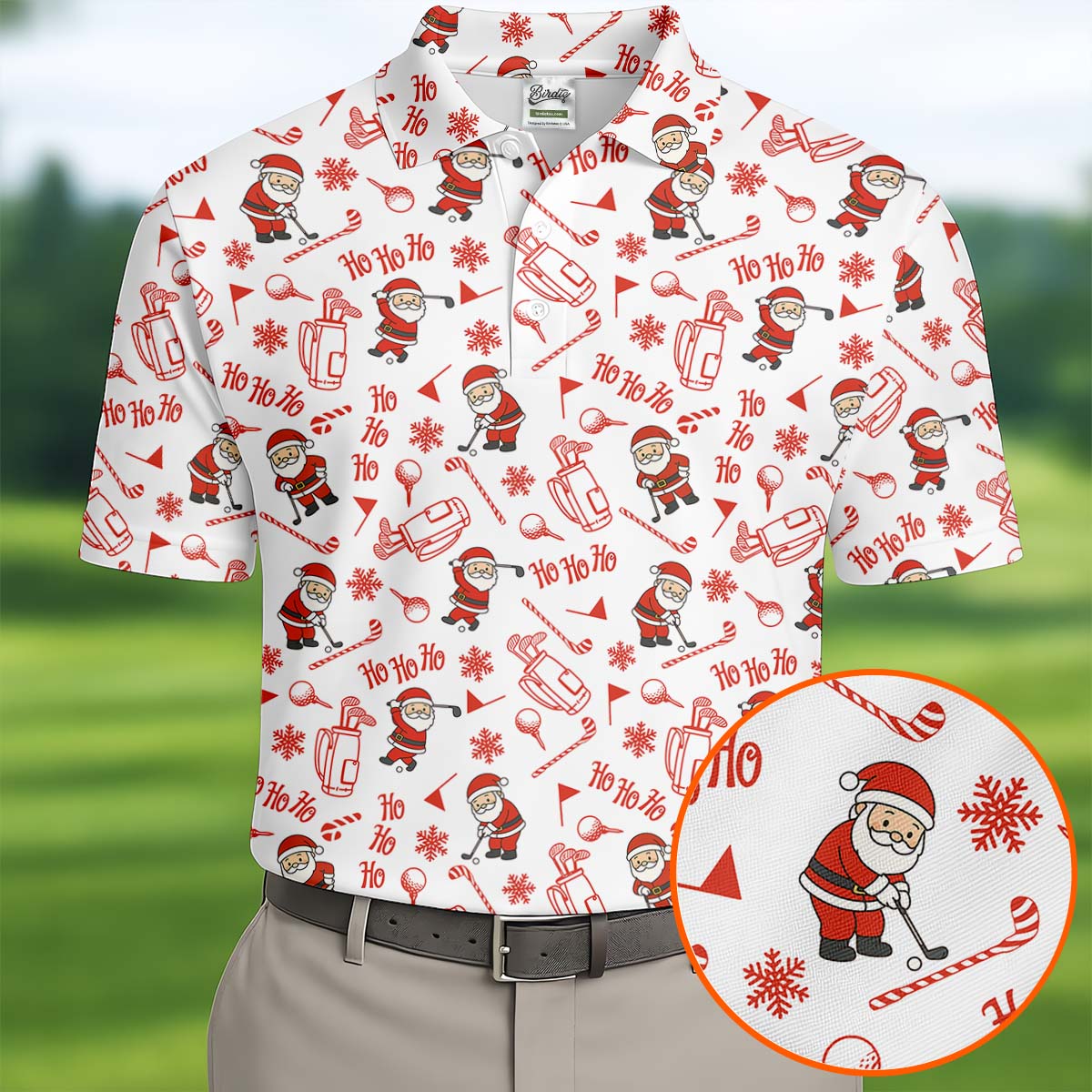 Ho Ho Ho Merry Christmas Funny Print Christmas Golf Shirt, Golf Shirts For Men, Golf Gift For Men