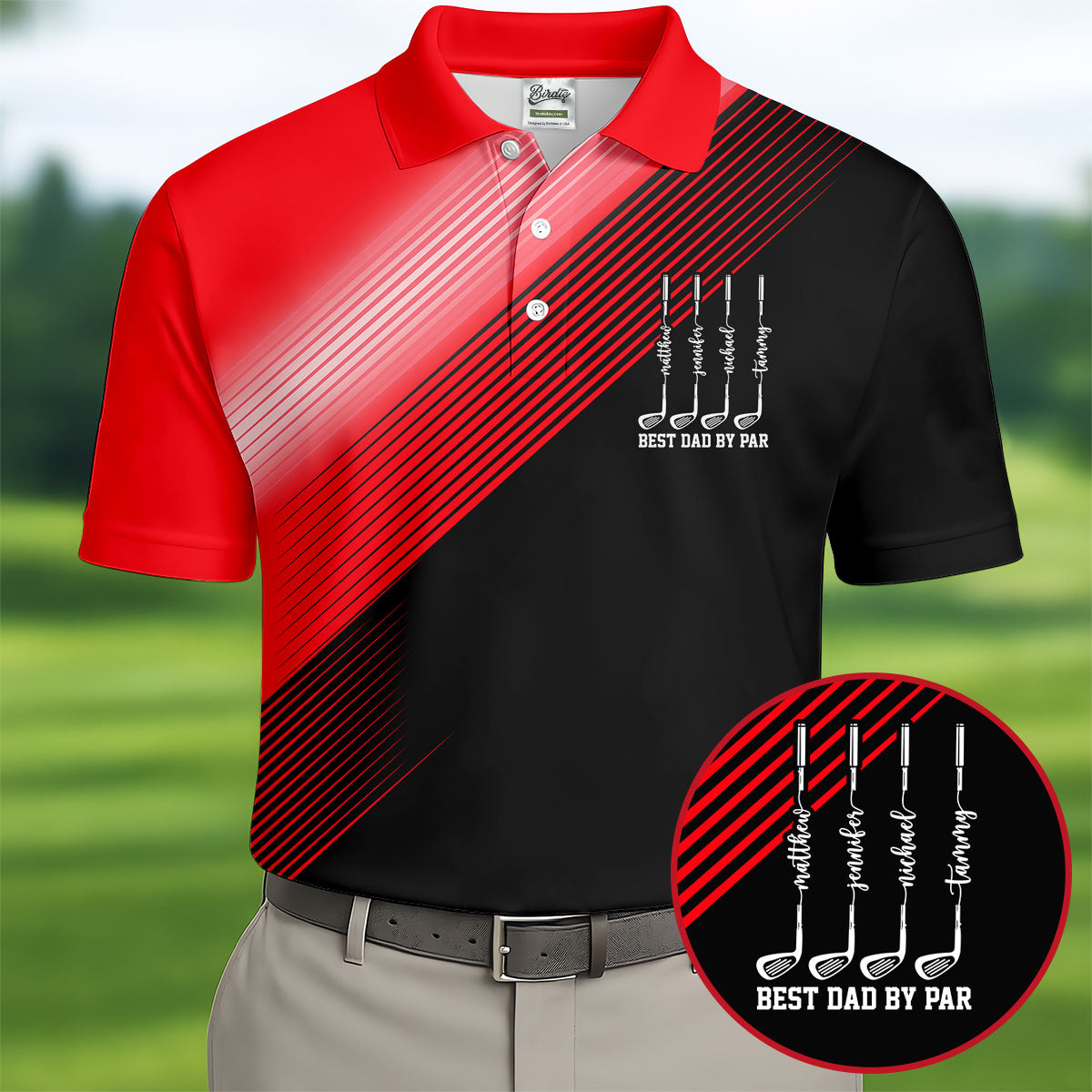 Best Dad By Par Diagonal Striped Father's Day Golf Shirt, Golf Gift For Dad, Polo Shirts For Men