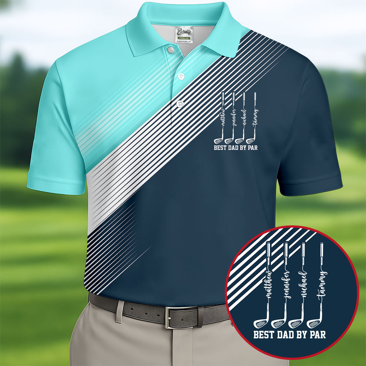 Best Dad By Par Diagonal Striped Father's Day Golf Shirt, Golf Gift For Dad, Polo Shirts For Men