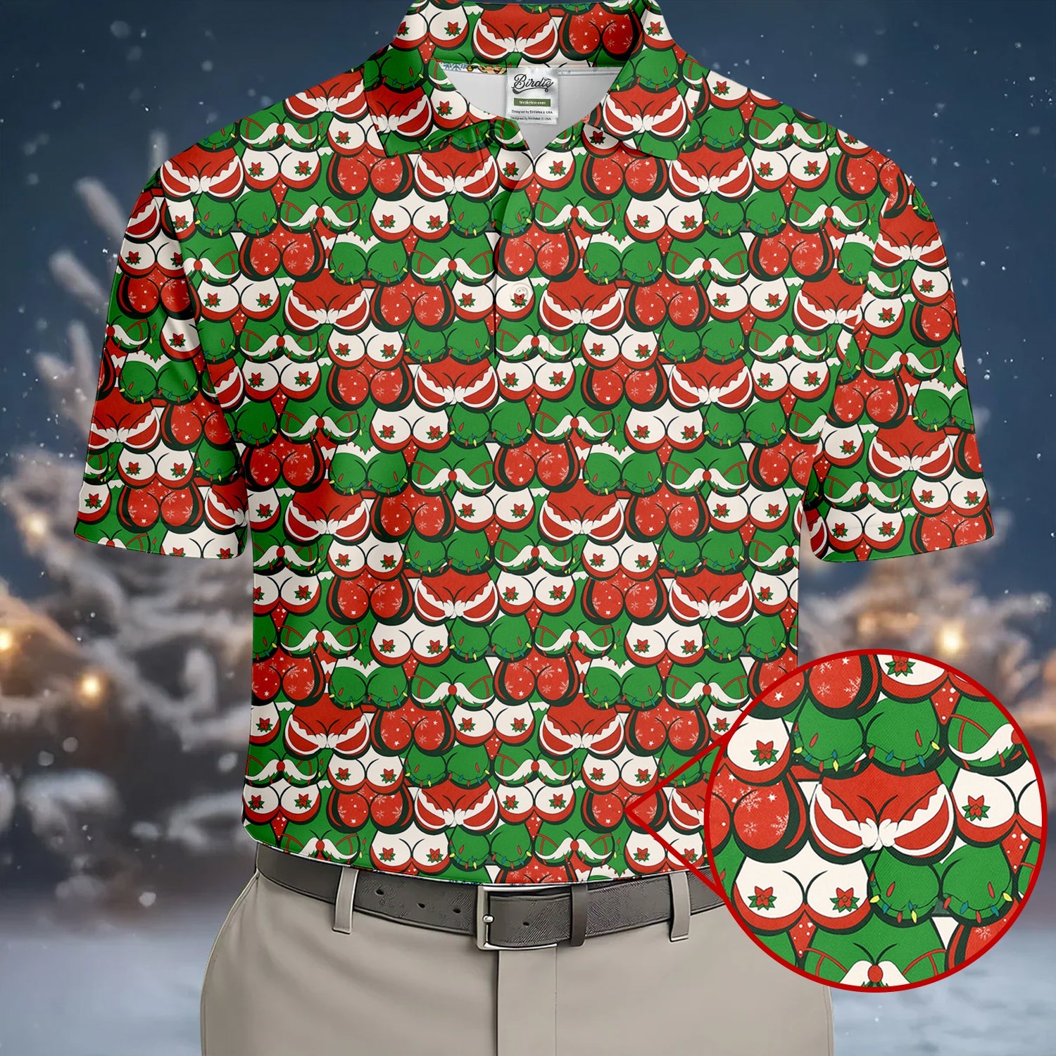 Funny Christmas Red And Green Men's Golf Polo Shirts, Christmas Golf Shirt, Cute Golf Outfit, Golf Gift For Men