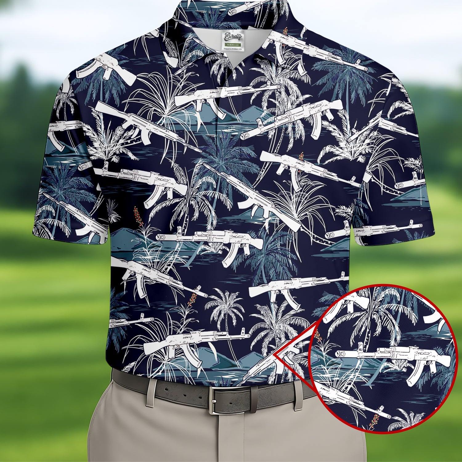 Dark Blue Color Army Theme Hawaiian Golf Polo, Golf Shirts For Men, Polo Shirts For Men
