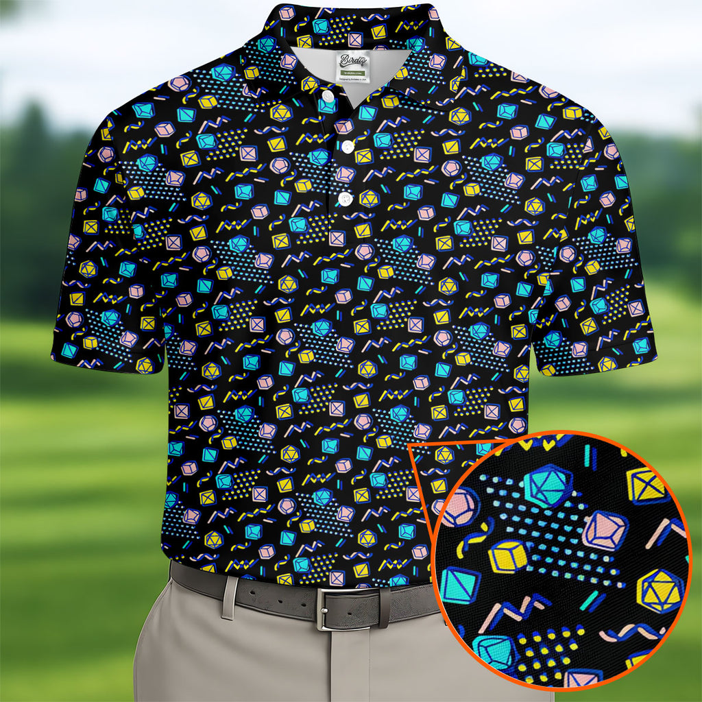 90s Dice Memphis Style Black Golf Shirt, Cute Golf Shirt, Polo Shirts For Men, Golf Shirts For Men