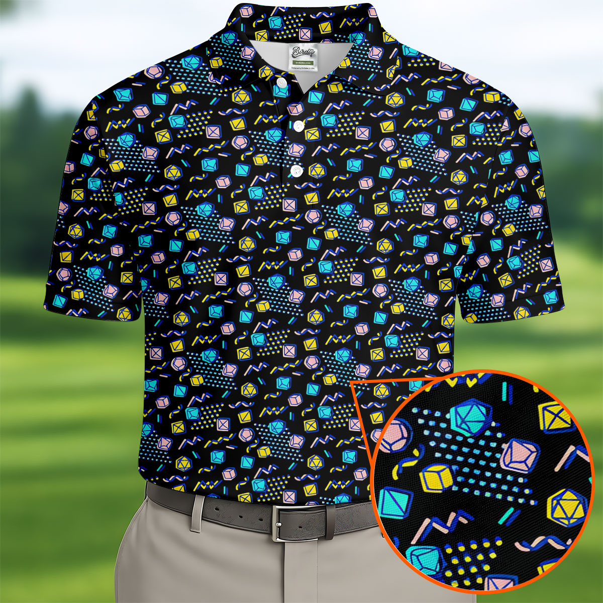 90s Dice Memphis Style Black Golf Shirt, Cute Golf Shirt, Polo Shirts For Men, Golf Shirts For Men