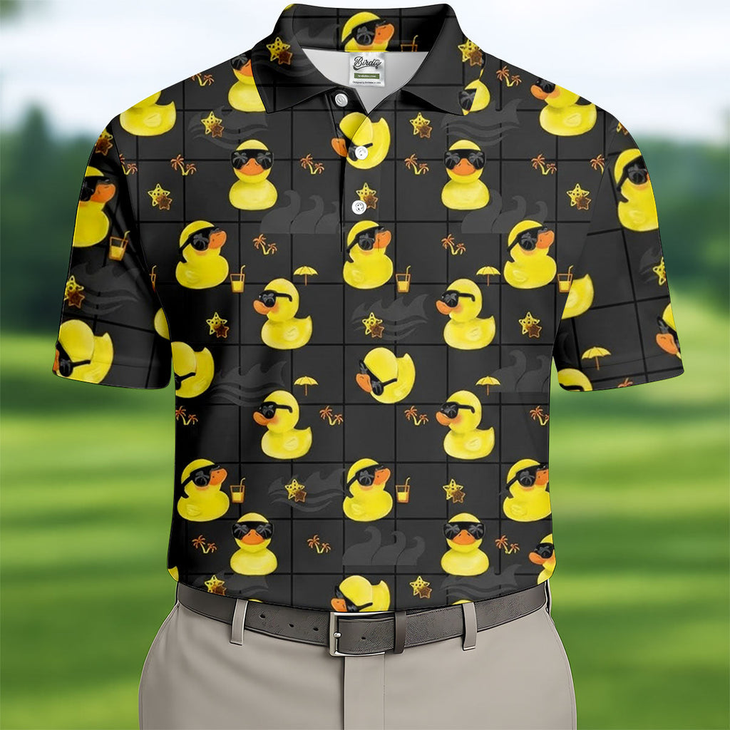 Yellow Rubber Duck Men's Funny Golf Shirts, Black Golf Shirt, Polo Shirts For Men, Golf Shirts For Men