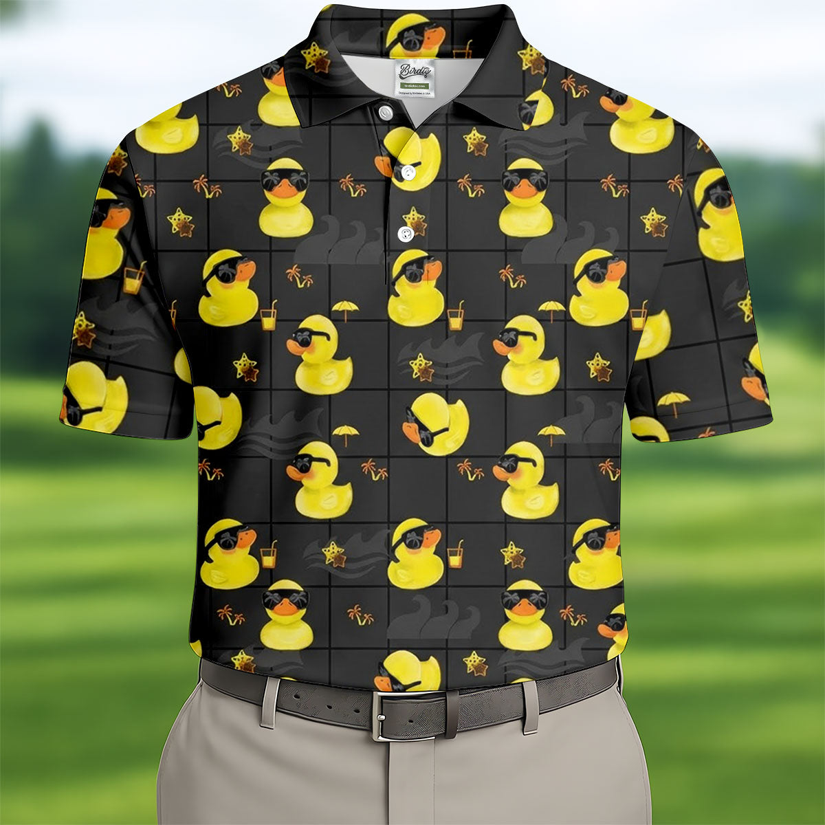 Yellow Rubber Duck Men's Funny Golf Shirts, Black Golf Shirt, Polo Shirts For Men, Golf Shirts For Men