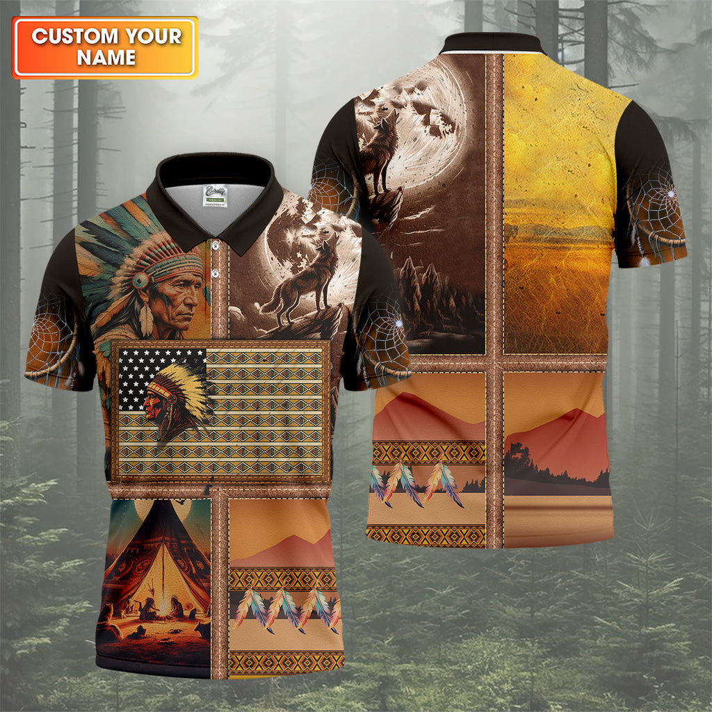 Native Heritage Golf Tops For Men, Native American Ancestry Polo Shirts For Men, Indigenous Peoples Month