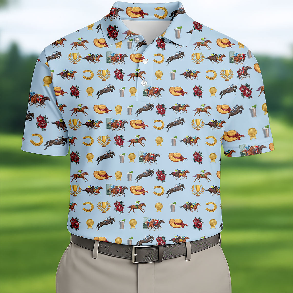 Run For The Roses Horse Ride Racing Golf Tops For Men, Golf Shirts For Men, Polo Shirts For Men