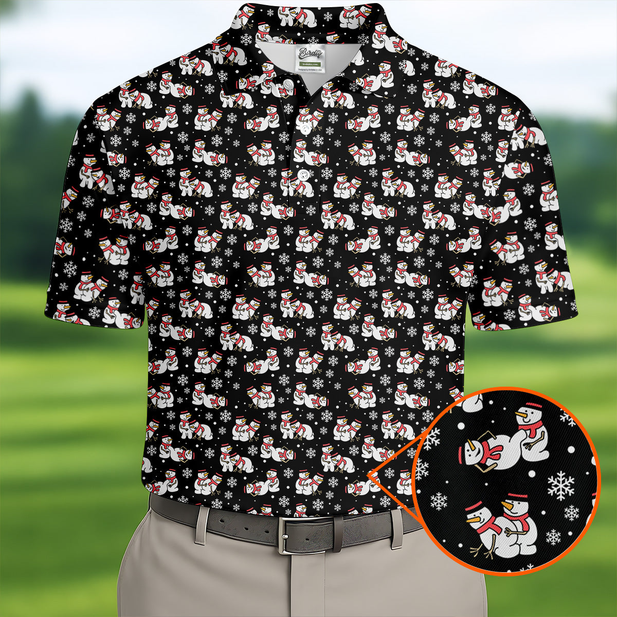 Naughty Snowman Black Golf Shirt, Christmas Golf Shirt, Fun Golf Shirts For Men, Polo Shirts For Men