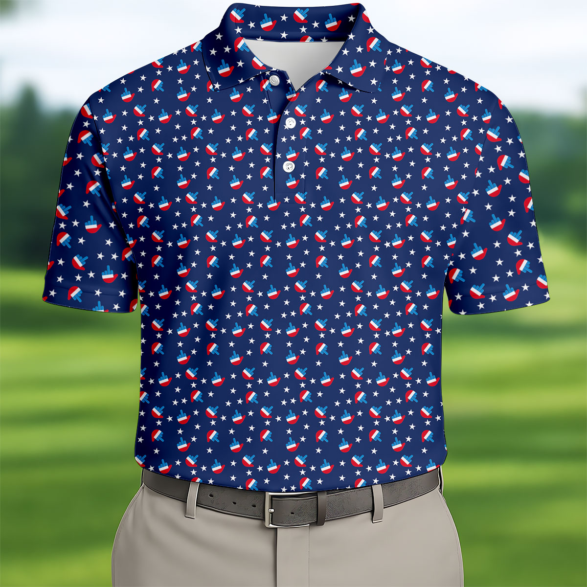 Red White Blue Dirty Finger 4th Of July Golf Shirt, Patriotic Golf Shirt, 250th Anniversary Men's Funny Golf Shirts