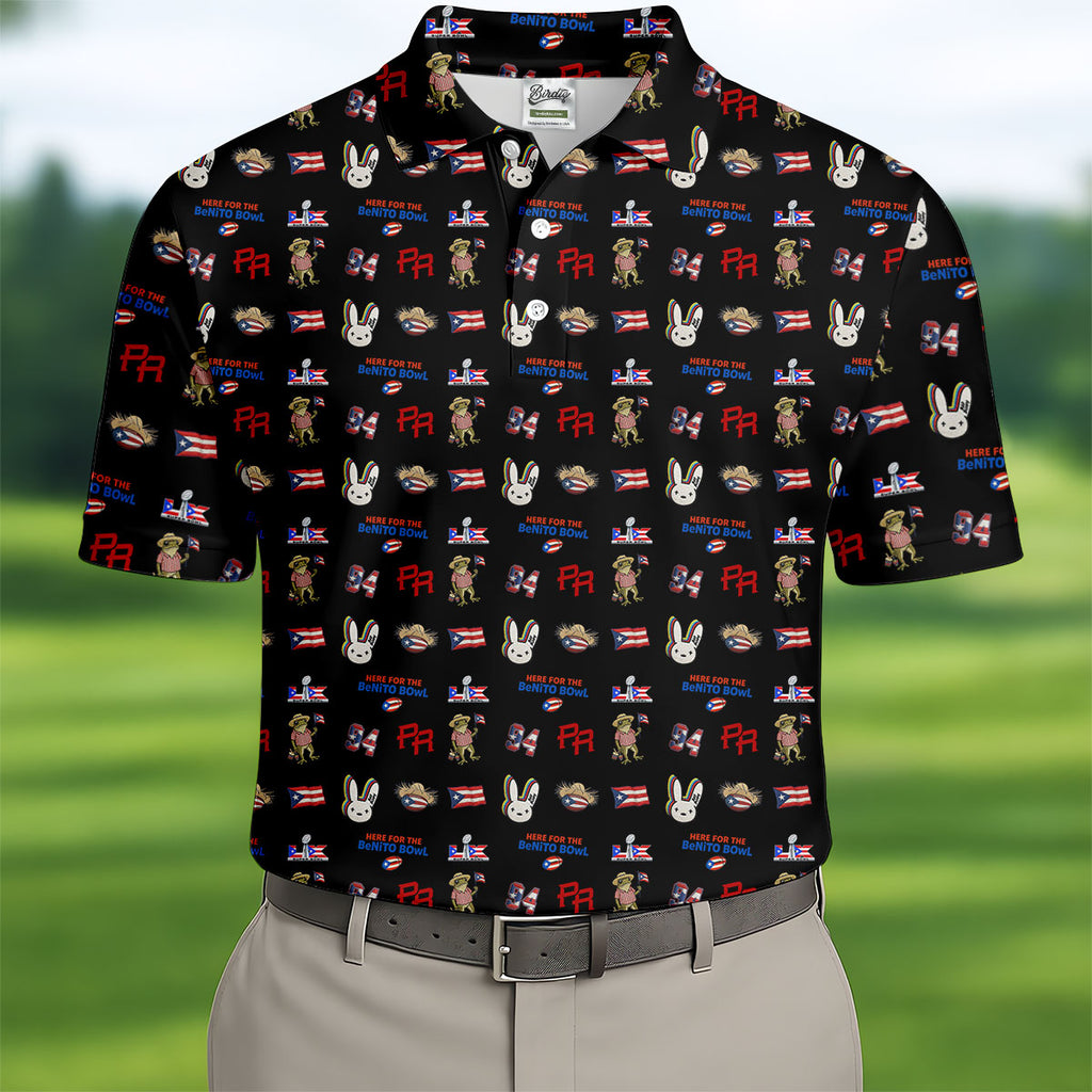Here For The Benito Bowl Football Theme Black Men Polo, American Football League Gift Ideas For Football Fans