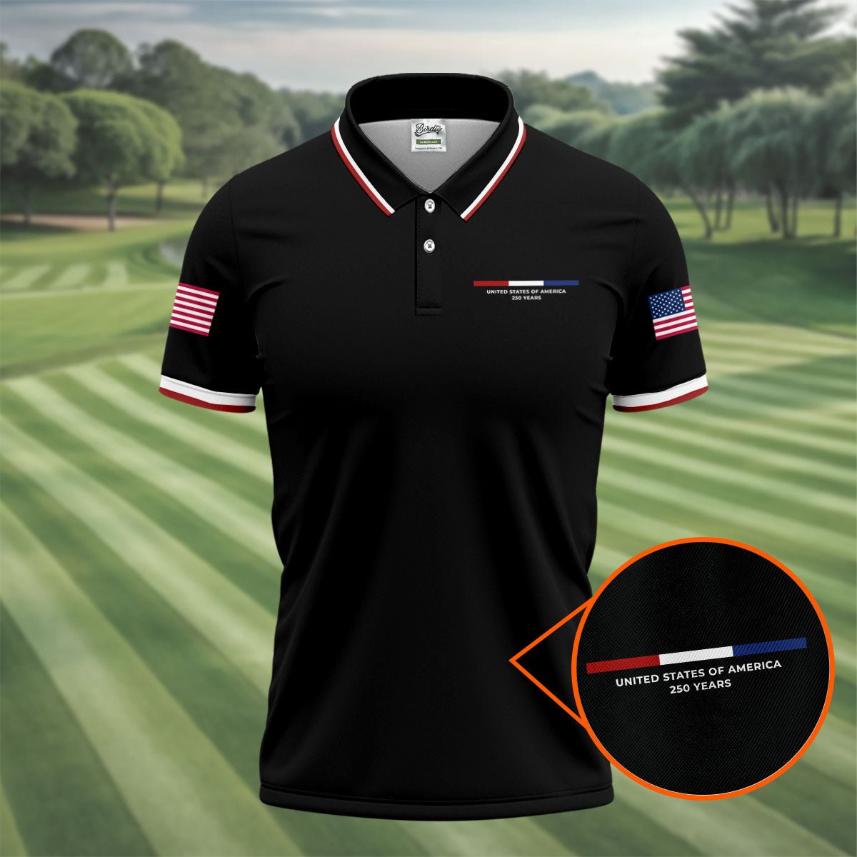 United States Of America 250 Years Black Golf Shirt, Patriotic Golf Shirt, Golf Shirts For Men