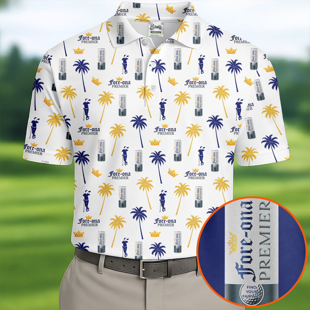 Fore-ona Premier Find Your Fairway Golfer Drinking Men's Funny Golf Shirts, Golf Shirts For Men
