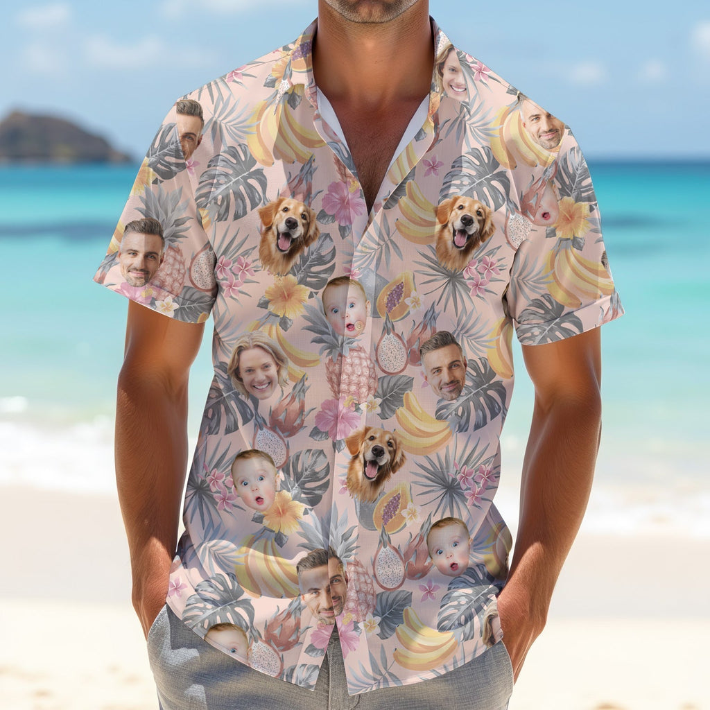 Pink Tropical Fruit, Vintage Hawaiian Shirts, Hawaiian Golf Shirts, Custom Pet Shirt, Best Golf Gifts Men
