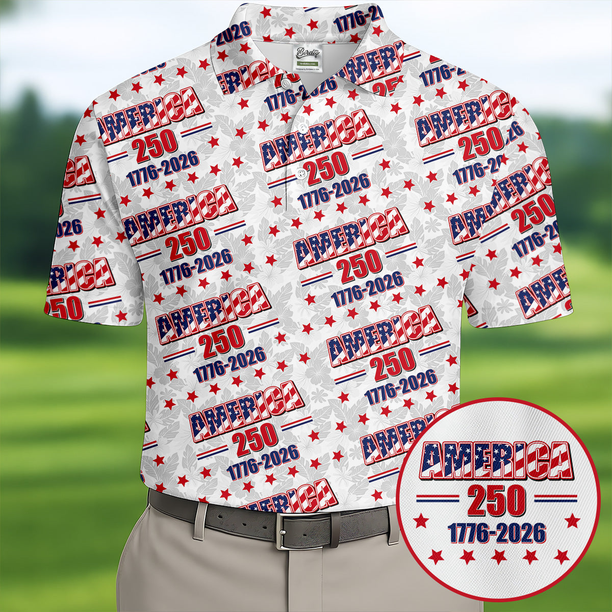America 250 Tropical Floral 4th Of July Golf Shirt, Patriotic Golf Shirt, Golf Shirts For Men