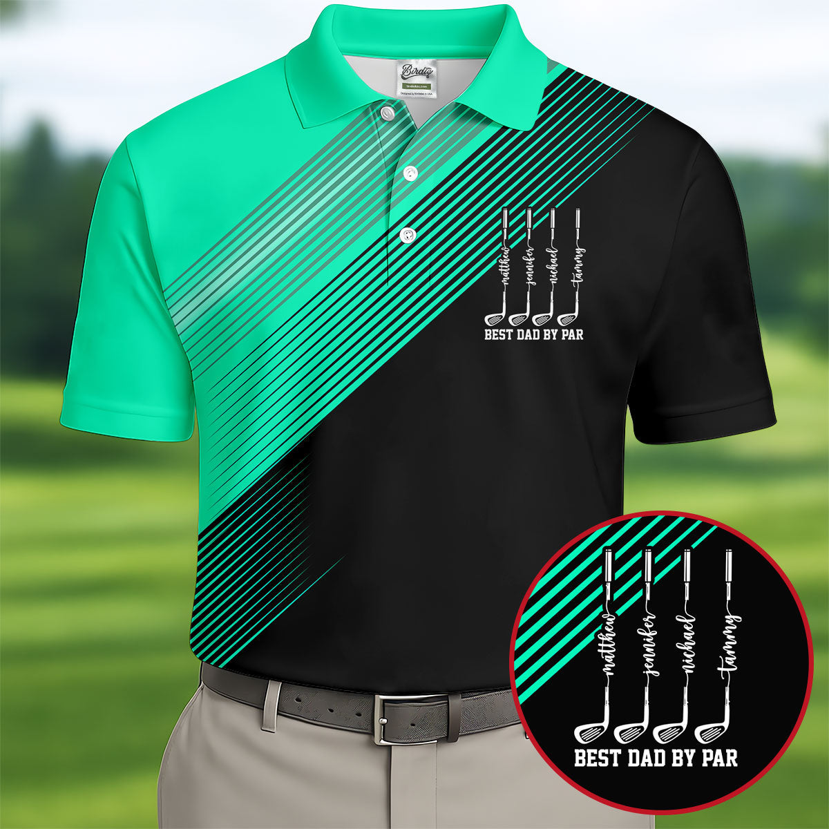 Best Dad By Par Diagonal Striped Father's Day Golf Shirt, Golf Gift For Dad, Polo Shirts For Men
