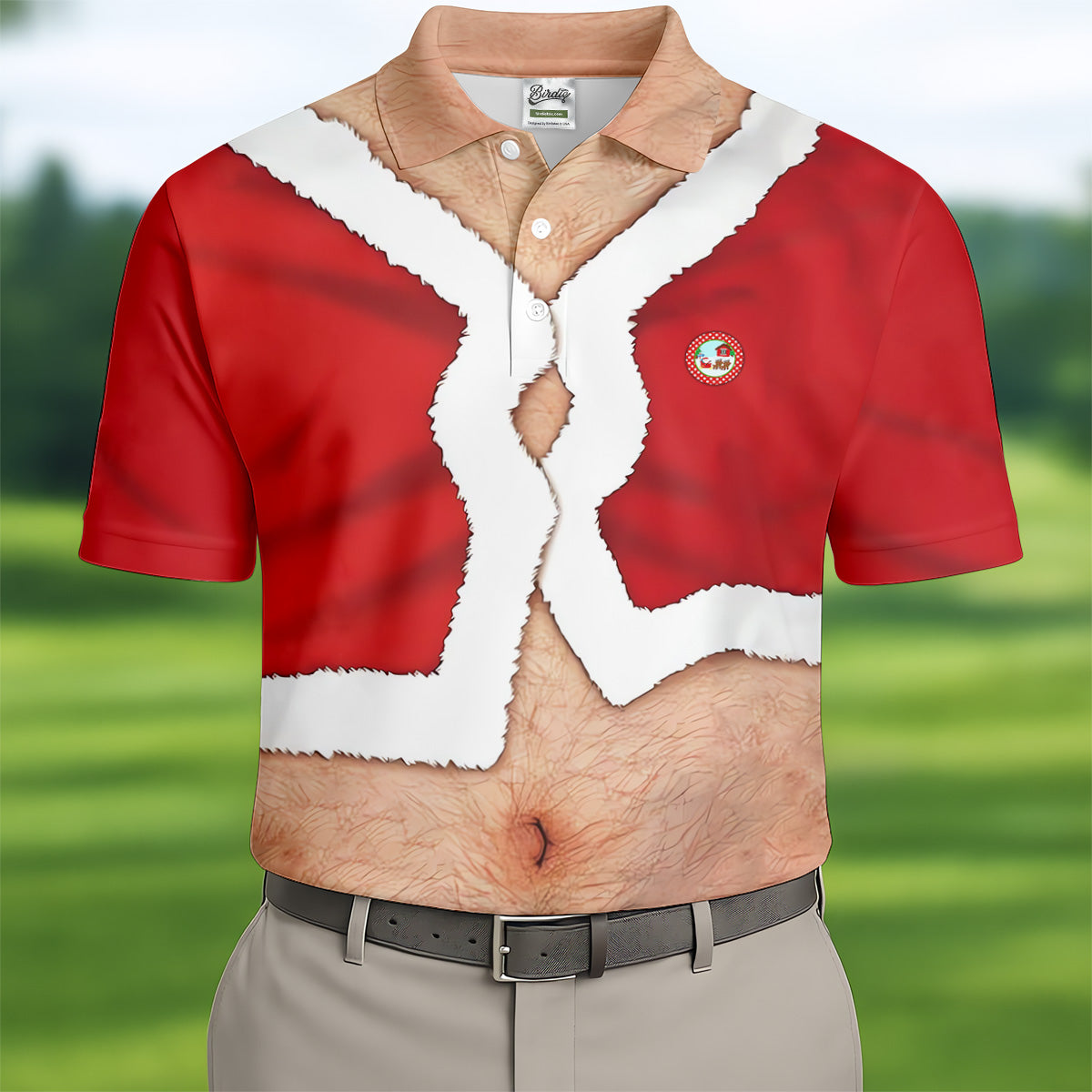Funny Santa Costume Golf Polo Shirts, Custom Golf Shirt, Unique Gift For Golfer, Fun Golf Shirts For Men