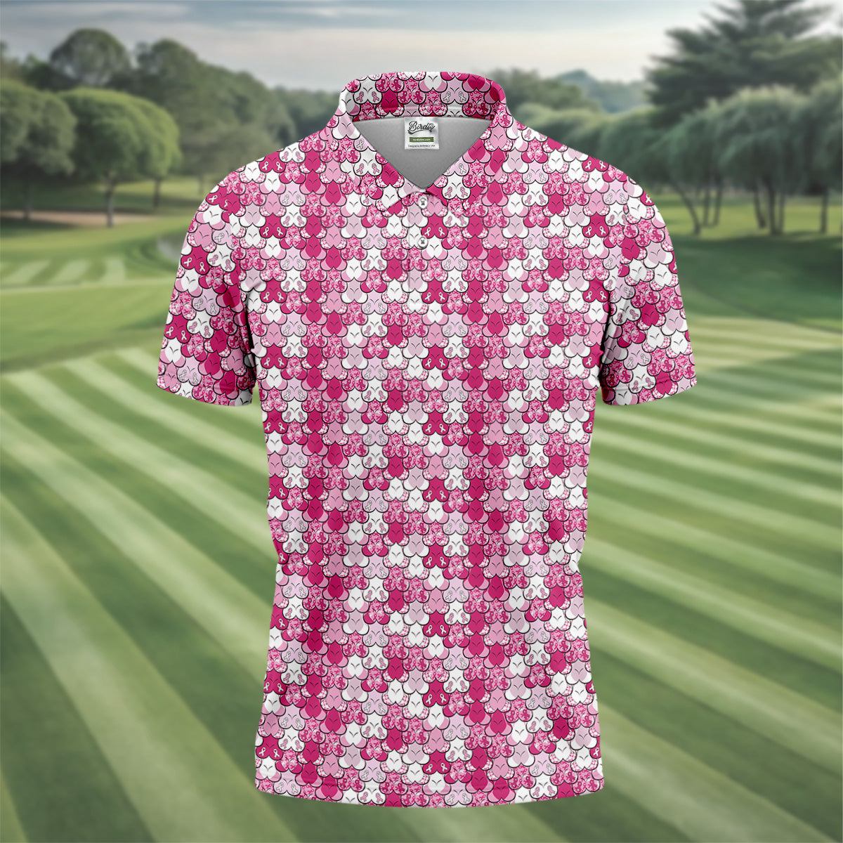 Breast Cancer Golf Shirt, Golf Tops For Men, Men's Golf Polo, Breast Cancer Awareness Shirt