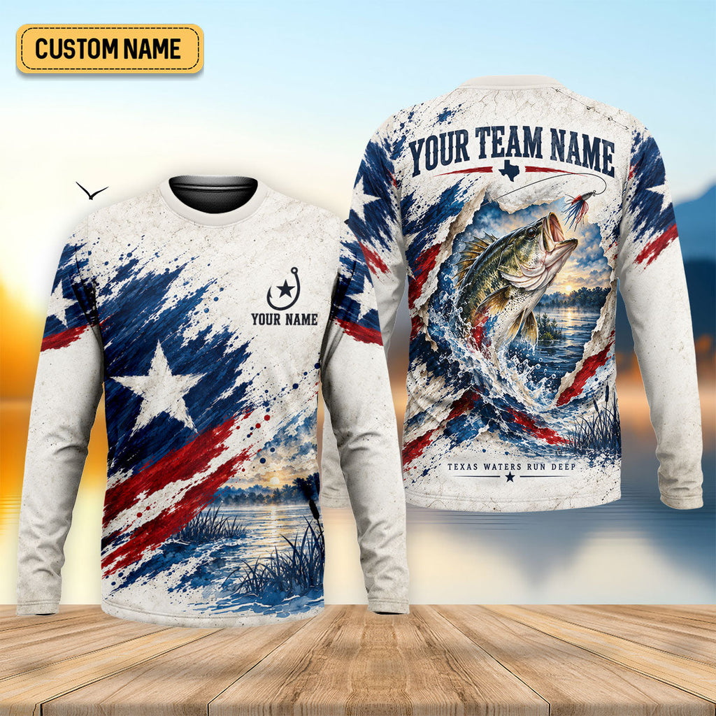 Personalized Texas Bass Fishing UPF Shirt, Fishing Shirts For Men, Bass Fishing Shirt