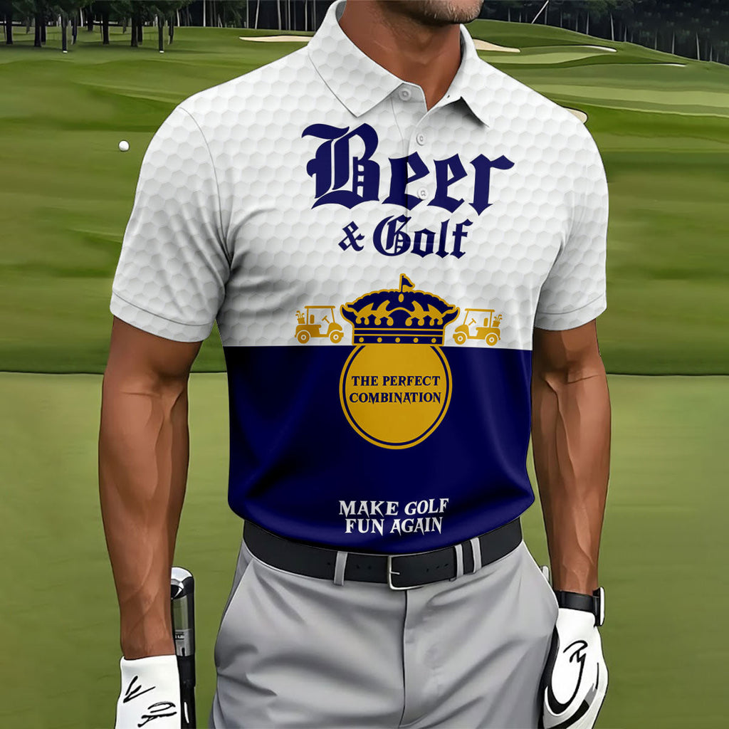 Beer And Golf The Perfect Combination Golf Tops For Men, Golf Shirts For Men, Polo Shirts For Men